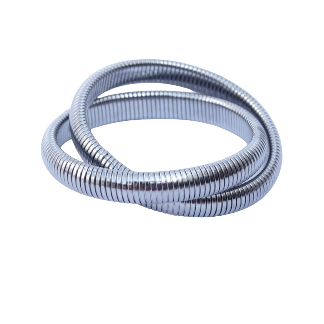 Pulsera doble plateada