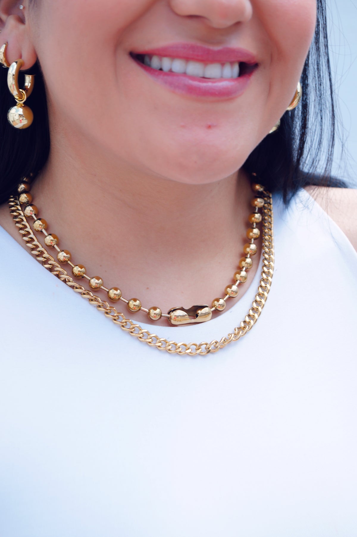Cadena bolas con broche dorado