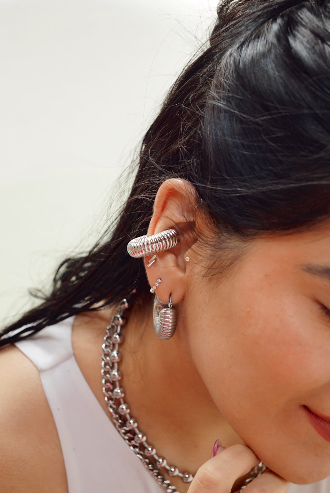 Combo chunky lineas plateado