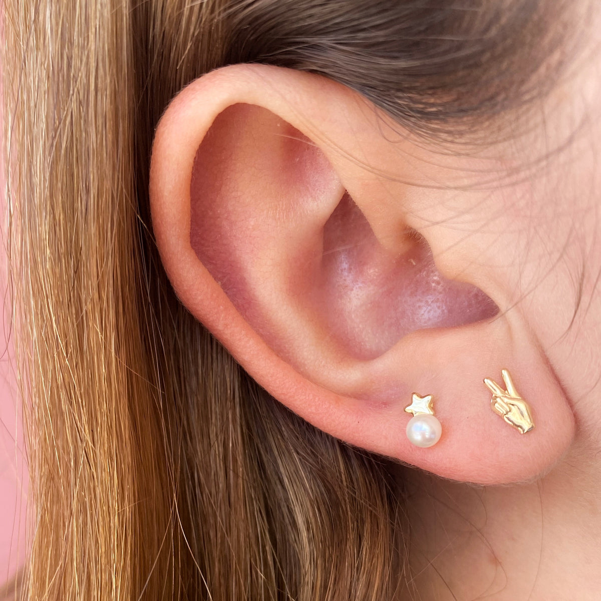 Arete Estrella Perla oro 10k